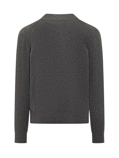 Filippo De Laurentiis Grey Wool Cardigan With Pockets In Gray