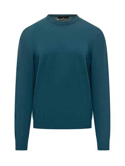 Filippo De Laurentiis Wool Crewneck Sweater Petroleum Green In Green