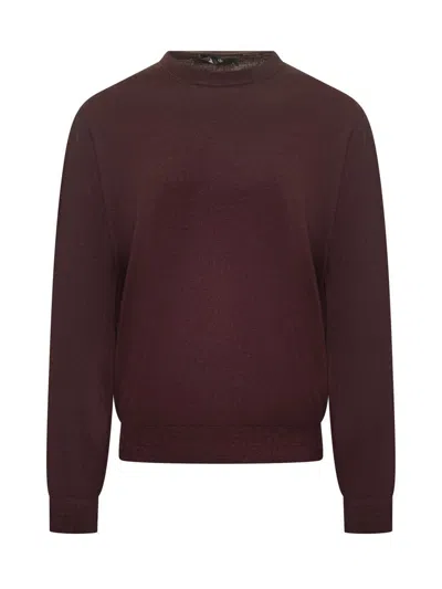 Filippo De Laurentiis Bordeaux Wool Crew Neck Sweater In Red