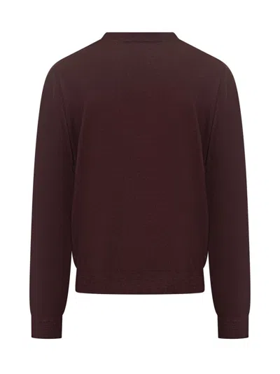 Filippo De Laurentiis Bordeaux Wool Crew Neck Sweater In Red