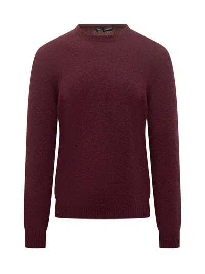 Filippo De Laurentiis Bordeaux Wool Crew Neck Sweater In Red