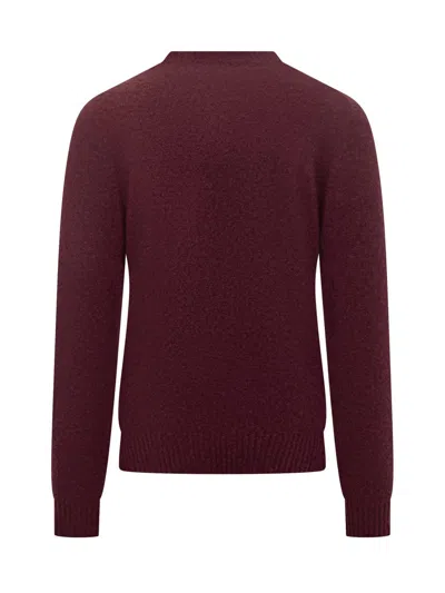 Filippo De Laurentiis Bordeaux Wool Crew Neck Sweater In Red
