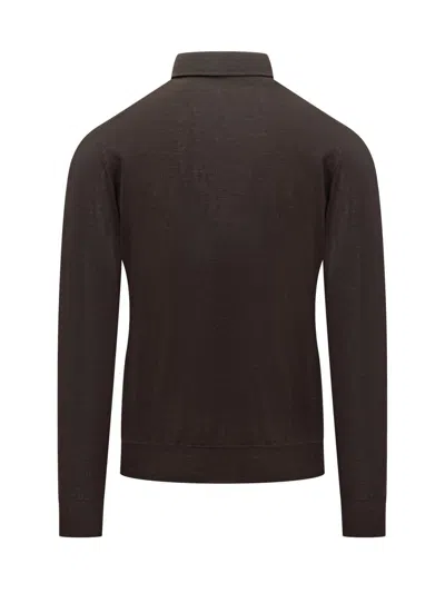 Filippo De Laurentiis Button Long-sleeve Polo Shirt In Brown