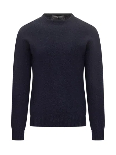 Filippo De Laurentiis Crew-neck Knitted Sweater In Blue