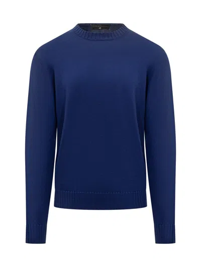 Filippo De Laurentiis Wool Crew Neck Sweater Royal Blue In Blue