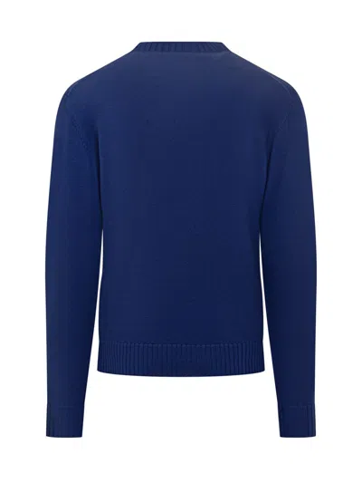 Filippo De Laurentiis Wool Crew Neck Sweater Royal Blue In Blue