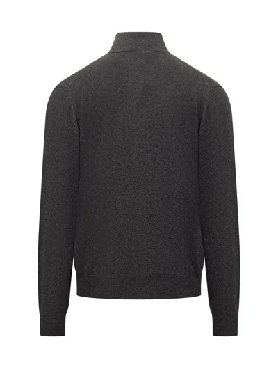 Filippo De Laurentiis Wool Sweater With Grey Half Zip In Gray