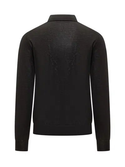 Filippo De Laurentiis Long-sleeve Polo Shirt In Black