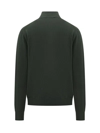 Filippo De Laurentiis Wool Sweater With Half Zip Green In Green