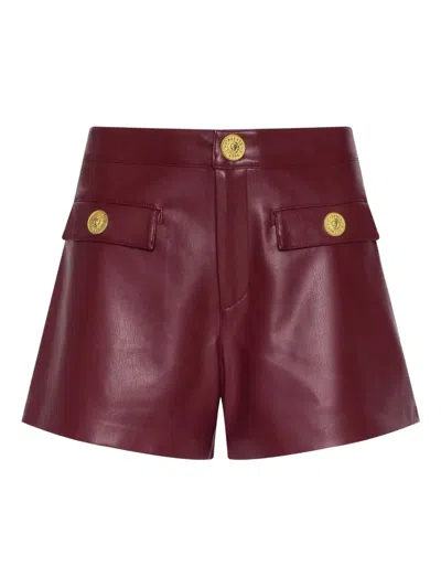 L'agence Dionne Vegan Leather Short In Black Cherry In Burgundy