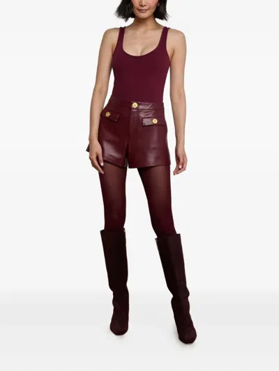L'agence Dionne Vegan Leather Short In Black Cherry In Burgundy