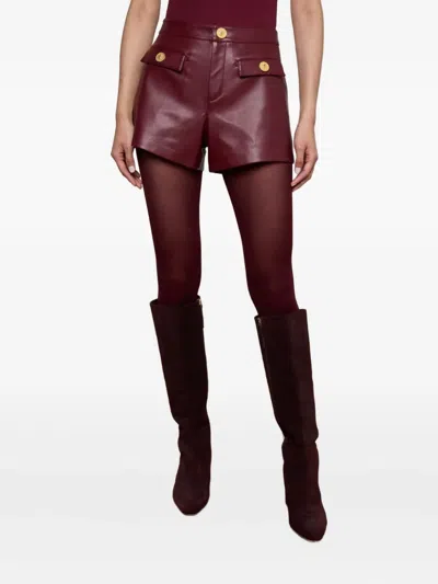 L'agence Dionne Vegan Leather Short In Black Cherry In Burgundy