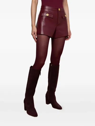 L'agence Dionne Vegan Leather Short In Black Cherry In Burgundy