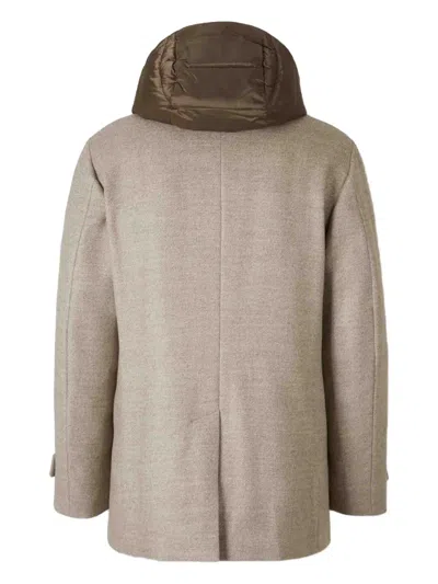 Moorer Hooded Button Jacket In Neutral