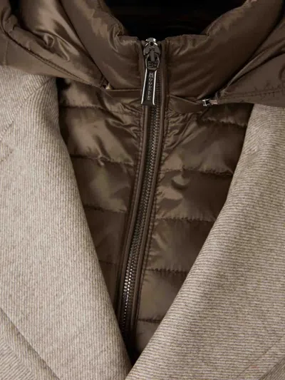 Moorer Hooded Button Jacket In Neutral