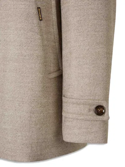 Moorer Hooded Button Jacket In Neutral