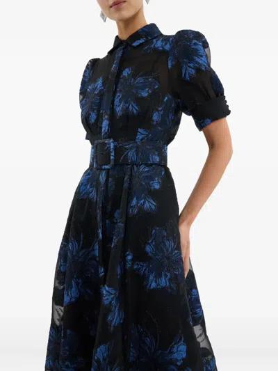 Rebecca Vallance Alexandra Floral-jacquard Woven Maxi Dress In Blue