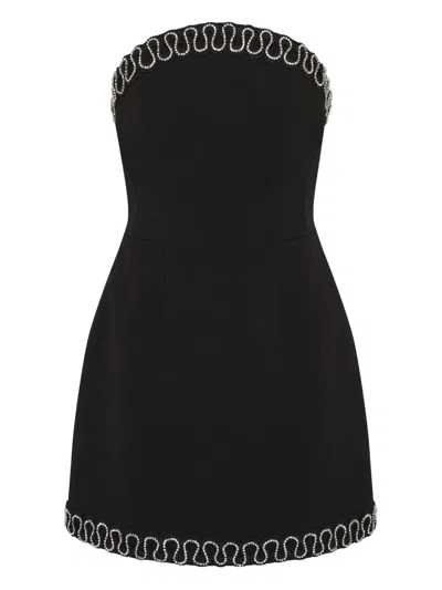 Rebecca Vallance Nyx Strapless Crystal-embellished Crepe Mini Dress In Black