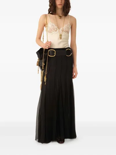 Chloé Women Ivory Washed Silk Satin And Lace Camisole Top In White