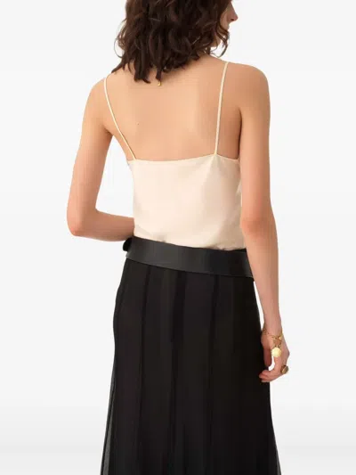 Chloé Women Ivory Washed Silk Satin And Lace Camisole Top In White