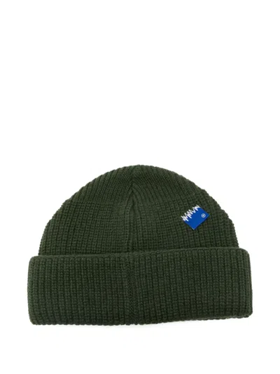 Ader Error Ribbed Logo-patch Beanie In Green