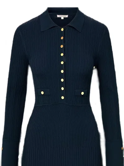 Veronica Beard Lauper Ribbed-knit Mini Dress In Blue