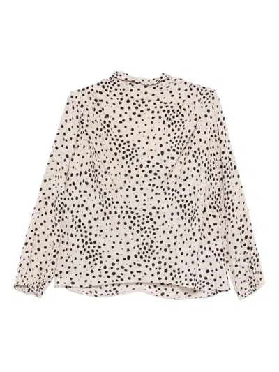 Ba&sh Delphine Spotted Long-sleeve Blouse In Neutral