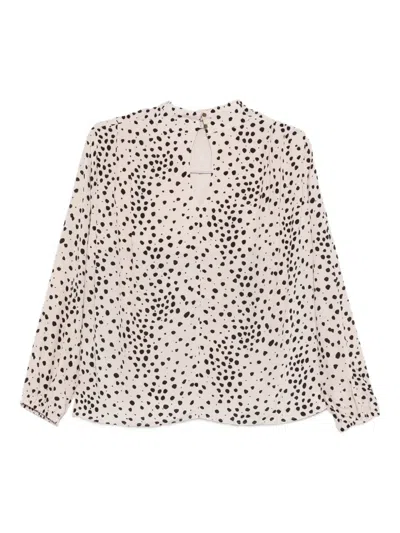Ba&sh Delphine Spotted Long-sleeve Blouse In Neutral