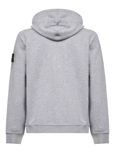 Stone Island Brushed Organic Cotton Fleece Garment Dyed Hoodie Sweater Clothing In Gray