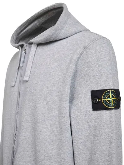 Stone Island Brushed Organic Cotton Fleece Garment Dyed Hoodie Sweater Clothing In Gray