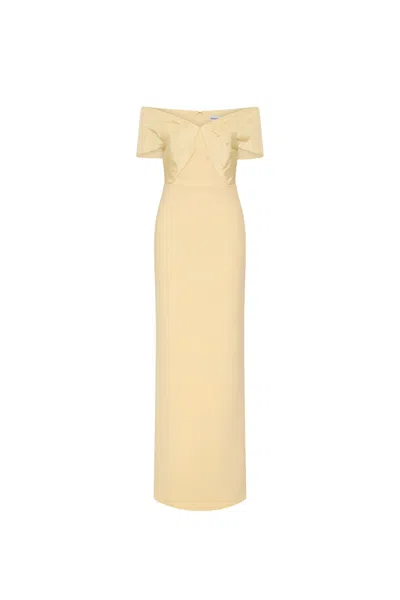 Rebecca Vallance Aubriella Off-the-shoulder Satin-trimmed Crepe Gown In Multi