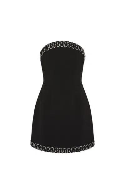 Rebecca Vallance Nyx Strapless Crystal-embellished Crepe Mini Dress In Black