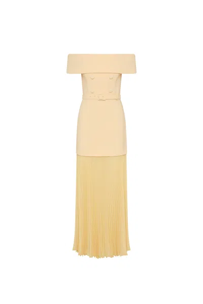 Rebecca Vallance Muriel Off The Shoulder Midi Dress In Brown