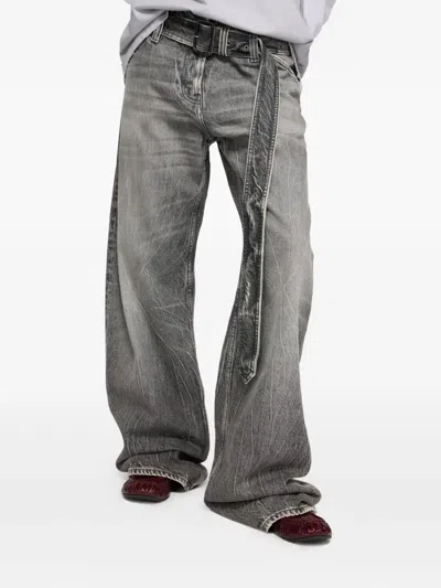 Acne Studios Womens Washed Black Belted Wide-leg Denim Jeans In Multi