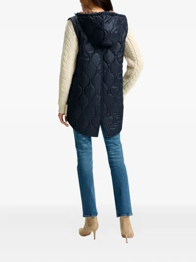 Veronica Beard Barrows Mixed Media Hooded Zip-up Jacket In Blue