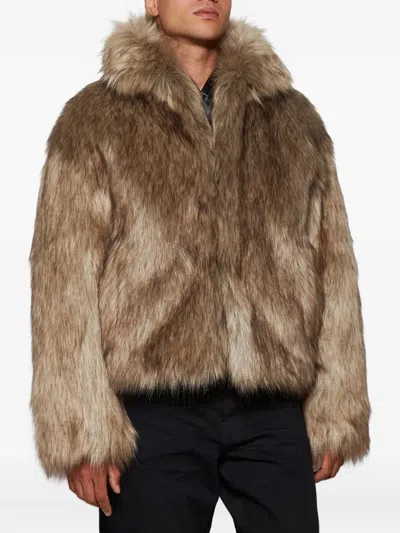 Misbhv Bianca Faux Fur Jacket In Brown