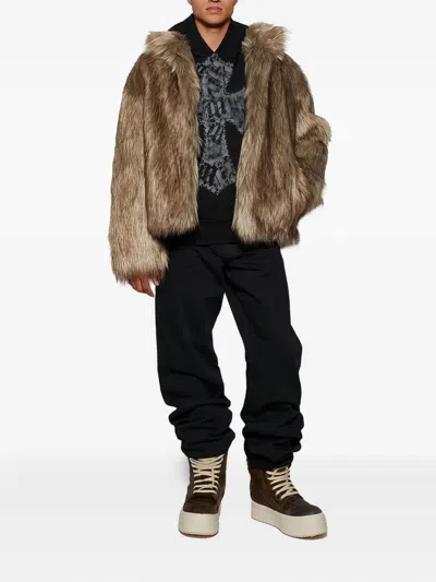 Misbhv Bianca Faux Fur Jacket In Brown