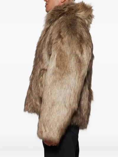 Misbhv Bianca Faux Fur Jacket In Brown