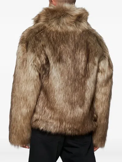 Misbhv Bianca Faux Fur Jacket In Brown