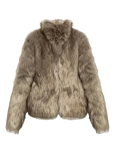 Misbhv Bianca Faux Fur Jacket In Brown