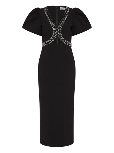 Rebecca Vallance Nyx Crystal-embellished Cutout Crepe Midi Dress In Black