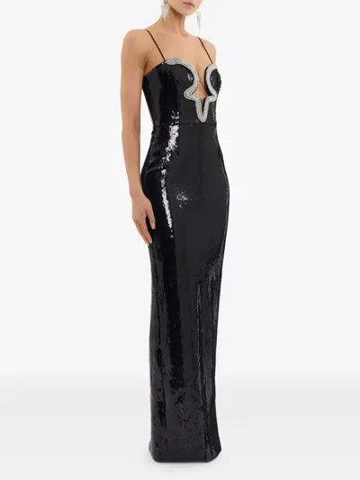 Rebecca Vallance Lyra Cutout Embellished Sequined Stretch-jersey Gown In Black