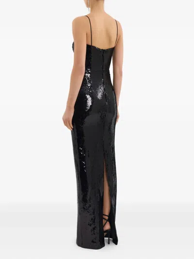 Rebecca Vallance Lyra Cutout Embellished Sequined Stretch-jersey Gown In Black