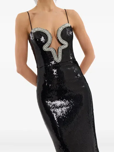 Rebecca Vallance Lyra Cutout Embellished Sequined Stretch-jersey Gown In Black
