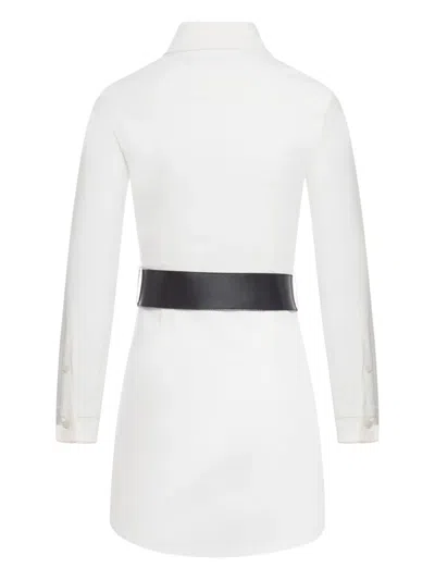 Balenciaga Longline Dress Belted At The Waist In White