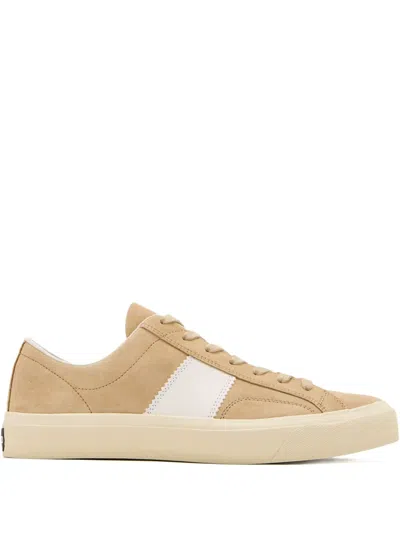 Tom Ford Cambridge Suede Low-top Sneakers In Neutral