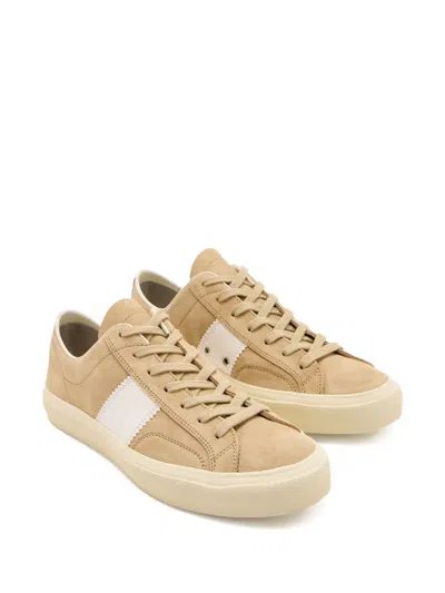Tom Ford Cambridge Suede Low-top Sneakers In Neutral