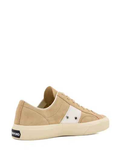 Tom Ford Cambridge Suede Low-top Sneakers In Neutral