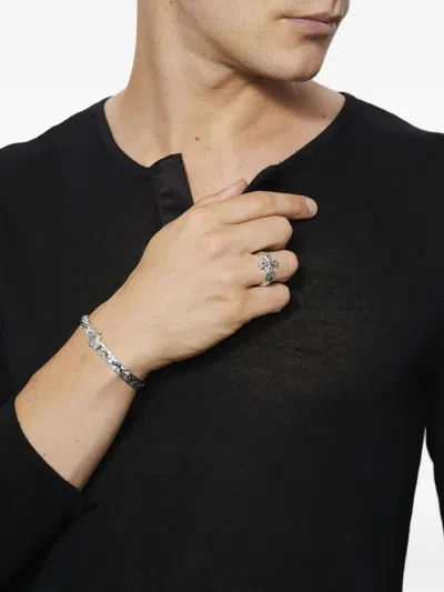 Emanuele Bicocchi Logo Cross Ring In Metallic