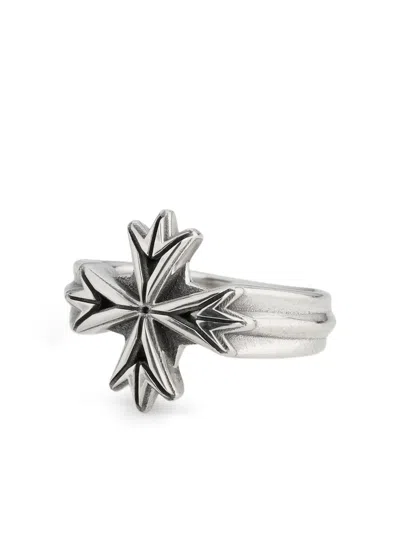 Emanuele Bicocchi Logo Cross Ring In Metallic